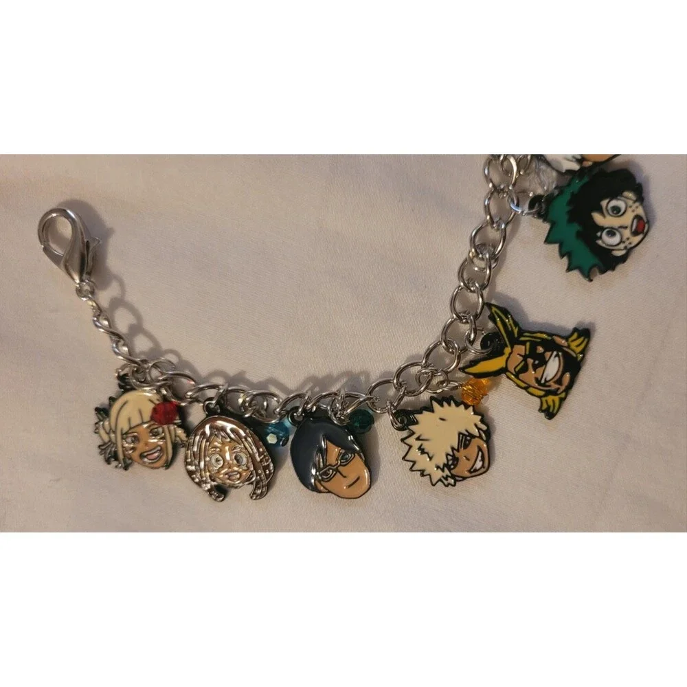 My Hero Academia Inspired Charm Bracelet w/ Multicolor Beads & Character Charms